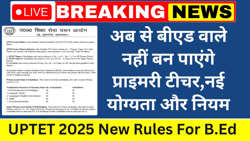UPTET 2025 New Rules